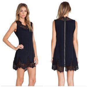 For Love and Lemons Gilly Girl Black Lace Trim Mini Dress Small Revolve